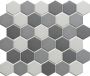 The Mosaic Factory London mozaïektegel 28.2x32.1cm wand en vloertegel Zeshoek Hexagon Porselein Dark Grey mix Mat LOH10MIX1 - Thumbnail 2