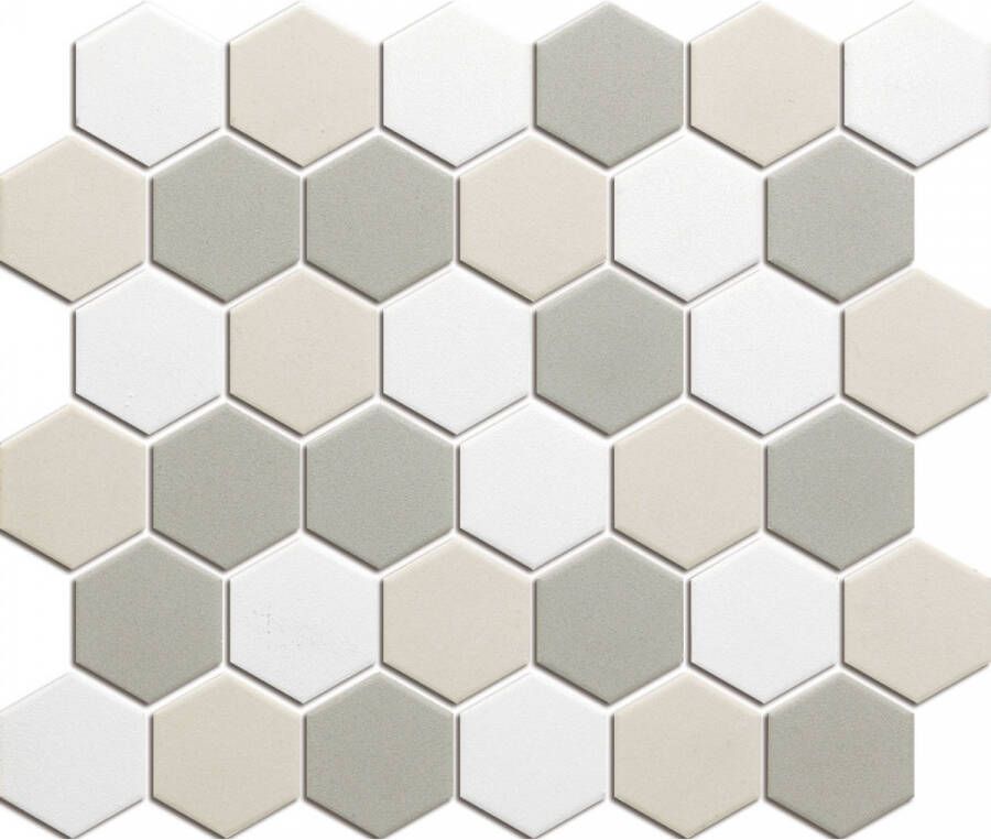 The Mosaic Factory London hexagon mozaïek tegels 28x33 wit mix