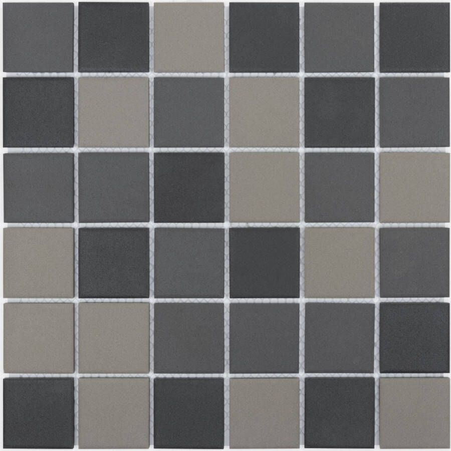 The Mosaic Factory London vierkante mozaïek tegels 31x31 grijs antraciet zwart