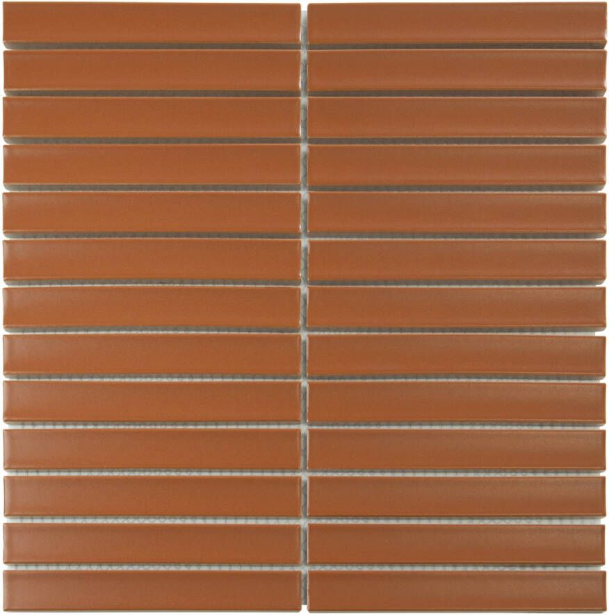 The Mosaic Factory Sevilla mozaïektegel 29.6x29.9cm wandtegel Rechthoek kitkat finger Porselein Terra Cotta SEF20015