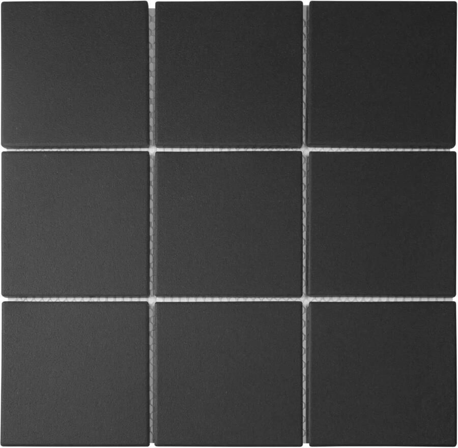 The Mosaic Factory London vierkante mozaïek tegels 95x95 zwart mat