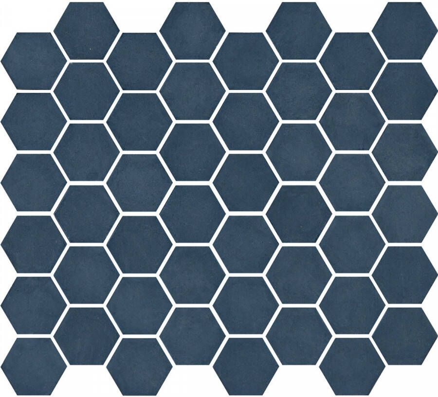 The Mosaic Factory Valencia hexagon glasmozaïek tegels 28x33 blauw mat