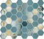 The Mosaic Factory Valencia mozaïektegel 27.6x32.9cm wandtegel Zeshoek Hexagon Gerecycled glas Turquoise mat glans VAL125 - Thumbnail 2