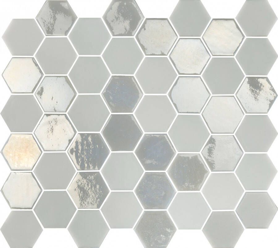 The Mosaic Factory Valencia hexagon glasmozaïek tegels 28x33 wit