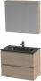 Tiger Loft badmeubel met spiegelkast en zwarte wastafel 80cm naturel eiken - Thumbnail 1