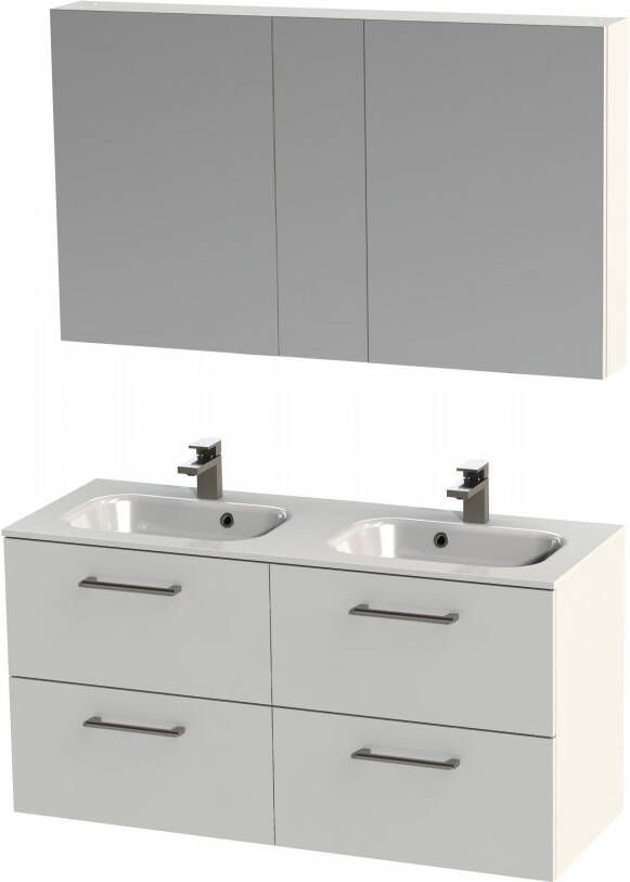Tiger Studio badkamermeubel met spiegelkast en witte wastafel 120cm wit