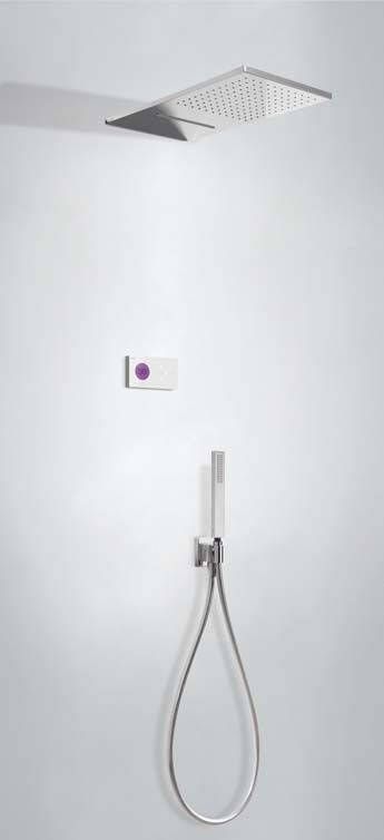 Tres Regendouche set electronisch Shower technology | Inbouw | Thermostaatkraan | 3-weg | Vierkant | Chroom