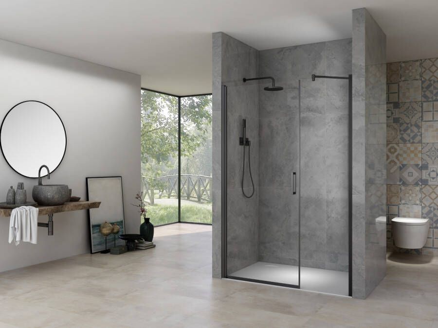 Van Rijn ST02 douchecabine 134x200cm met draaideur zwart