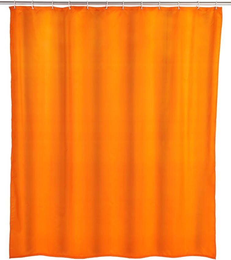 Wenko anti-schimmel douchegordijn 180x200cm polyester uni oranje inclusief ringen