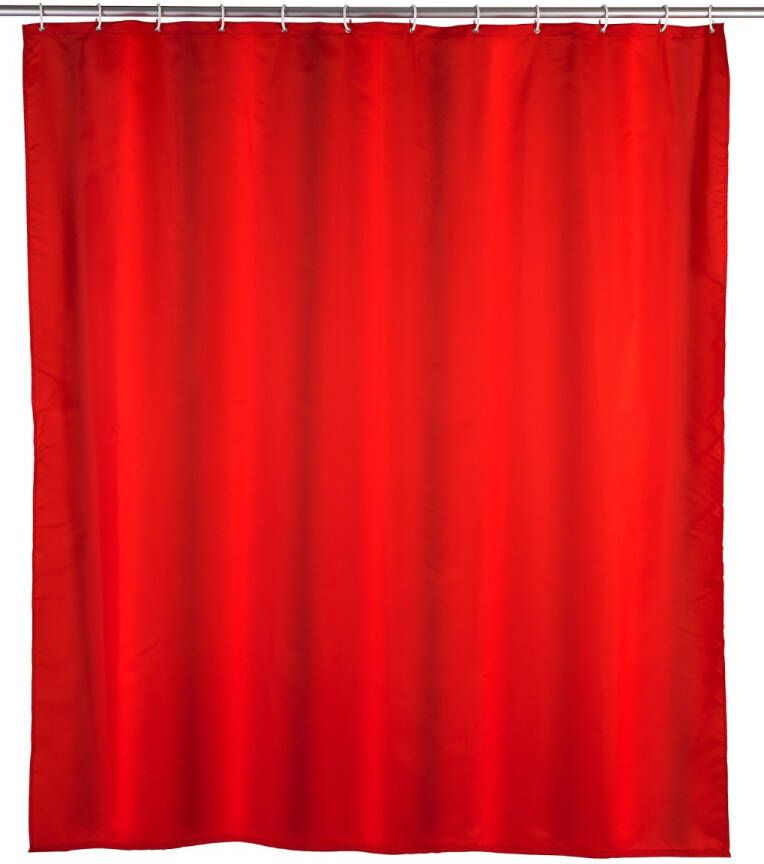 Wenko anti-schimmel douchegordijn 180x200cm polyester uni rood inclusief ringen