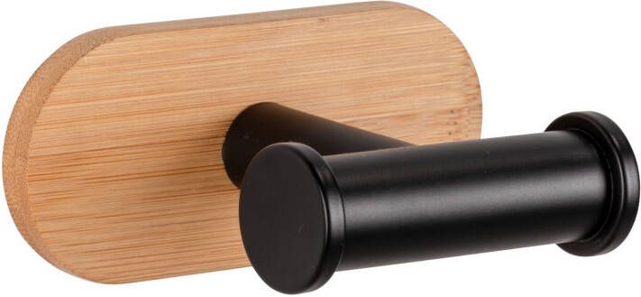 Wenko Orea Turbo-Loc Bamboo handdoekhaak dubbel zwart mat