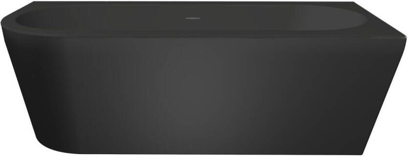 Xenz Half-vrijstaand bad Charley | 165x76 cm | Rechts | Incl.Badafvoer-Zwart mat | Sleuf overloop | Acryl | Mat wit