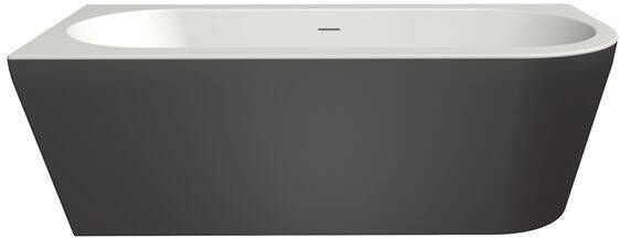 Xenz Half-vrijstaand bad Charley | 180x80 cm | Links | Incl.Badafvoer-Zwart mat | Sleuf overloop | Acryl | Zwart mat