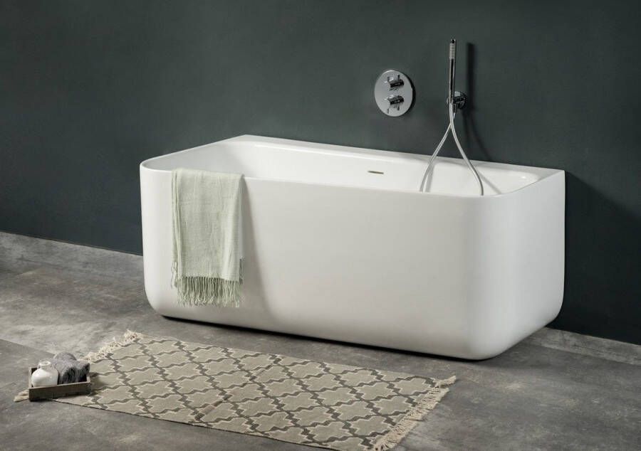 Xenz Cindy hoekbad links 155x75 55x60 wit incl. 7006 badafvoer vulcombinatie zwart mat 7039 01 VC ZWM - Foto 2