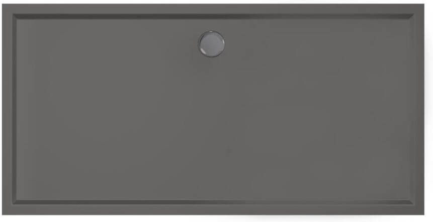 Xenz Douchebak Mariana | 180x90x4 cm | Incl.Afvoersifon-Chroom | Acryl | Rechthoekig | Antraciet mat