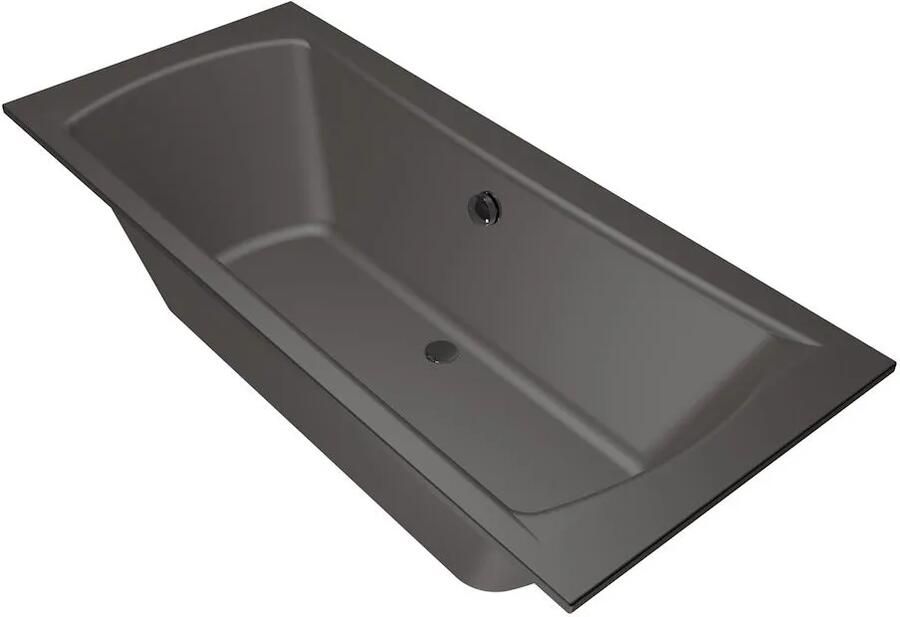 Xenz Ligbad Robijn | Inbouw | 180x80 cm | Incl.Badafvoer | Met overloop | Acryl | Antraciet mat