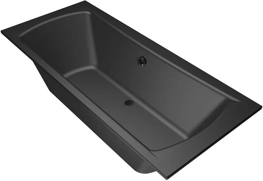 Xenz Ligbad Robijn | Inbouw | 180x80 cm | Incl.Badafvoer | Met overloop | Acryl | Zwart mat