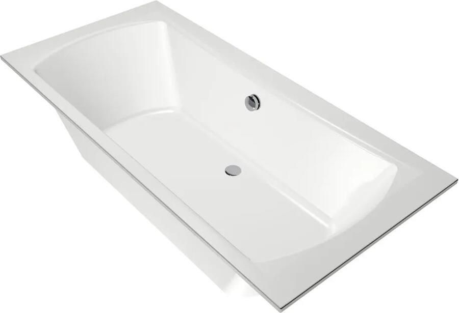 Xenz Ligbad Inbouw Robijn Rechthoek 1-2 Persoons Duobad 80x180x45cm Acryl Glans Wit met Poten