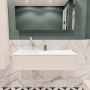 Zaro Lush onderkast 120cm in kleur UNDERLAYMENT met 1 lade Push tot open geschikt voor linkse wastafel. Compleet met solid surface wastafel cloud M35163met 0 kraangat(en) - Thumbnail 2