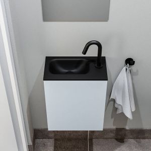 Zaro Polly toiletmeubel 40cm clay met zwarte wastafel met kraangat rechts