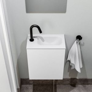 Zaro Polly toiletmeubel 40cm mat wit met witte wastafel met kraangat links