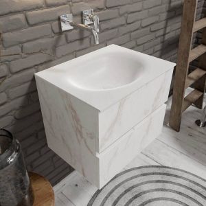 Plasticiteit Lijkt op hoofd Zaro Sevilla Solid Surface badkamermeubel 60cm mat wit 1 kraangat -  Sanitair.nl