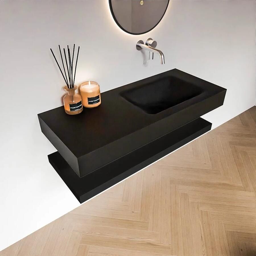 Zaro Alan badmeubel 110cm met planchet urban en vrijhangende wastafel cloud rechts zonder kraangat urban