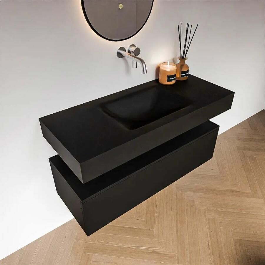 Zaro Alan badmeubel 110cm urban 1 lade met vrijhangende wastafel cloud midden zonder kraangat urban