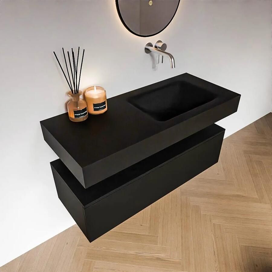 Zaro Alan badmeubel 110cm urban 1 lade met vrijhangende wastafel cloud rechts zonder kraangat urban