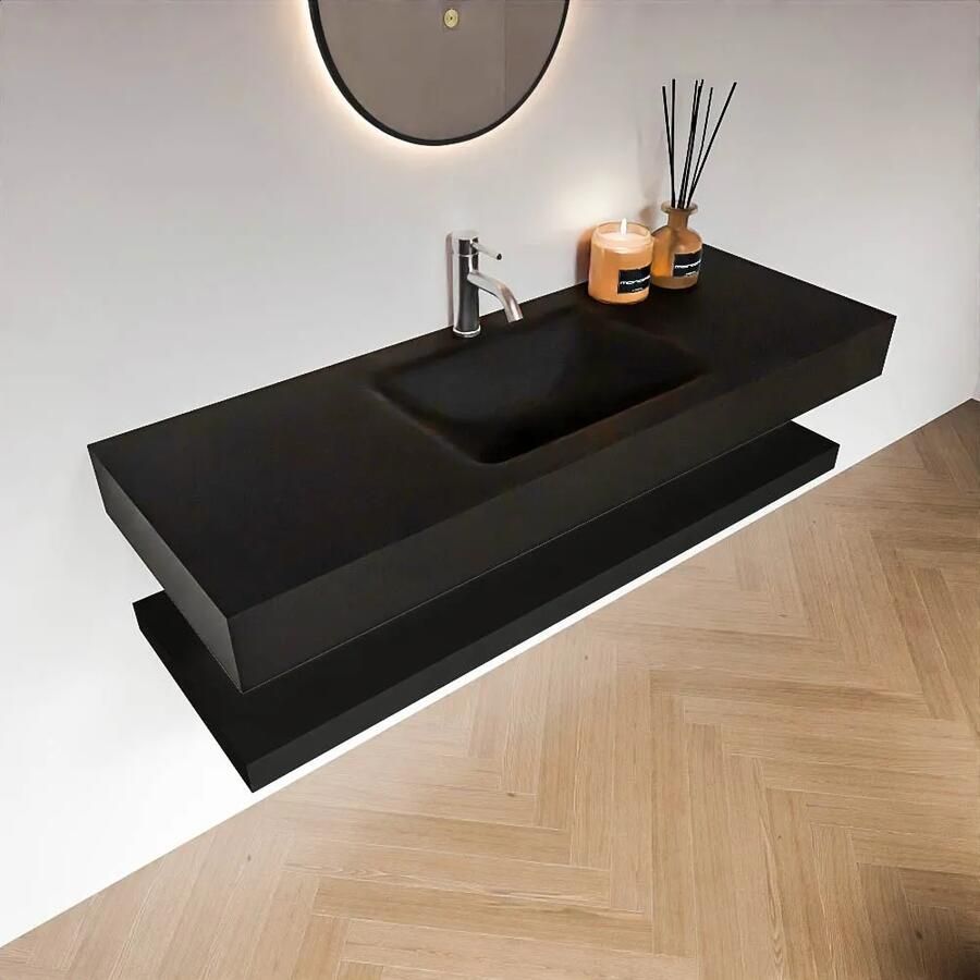 Zaro Alan badmeubel 130cm met planchet urban en vrijhangende wastafel cloud midden 1 kraangat urban