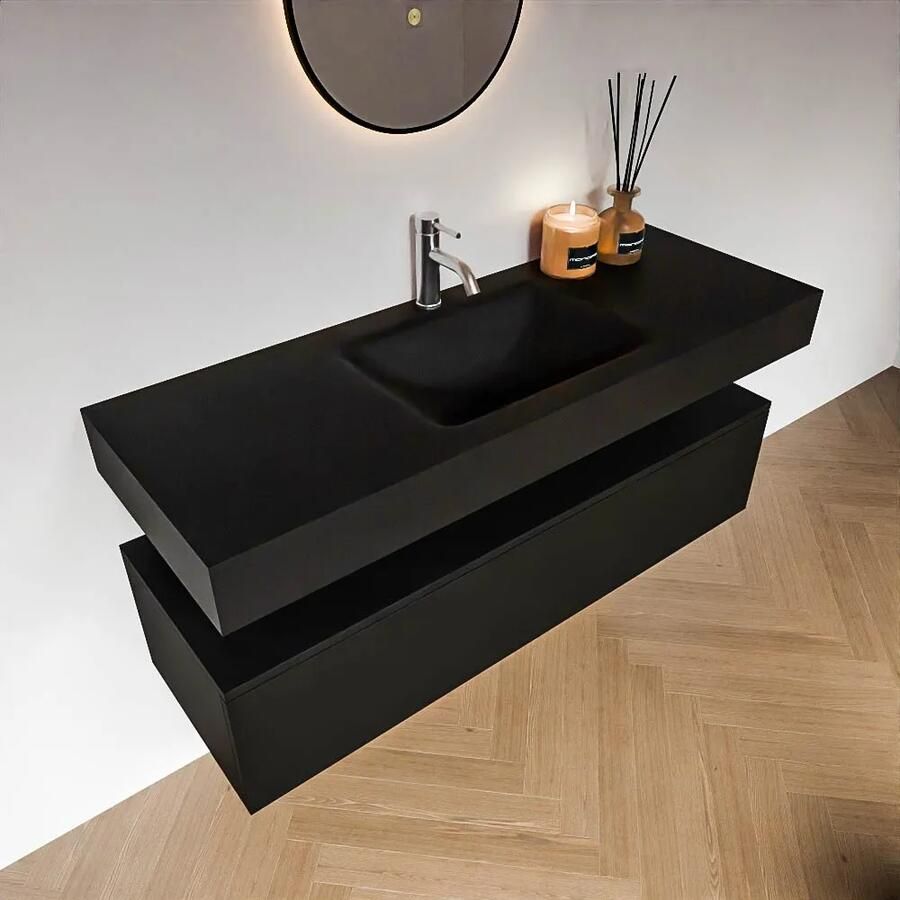 Zaro Alan badmeubel 130cm urban 1 lade met vrijhangende wastafel cloud midden 1 kraangat urban