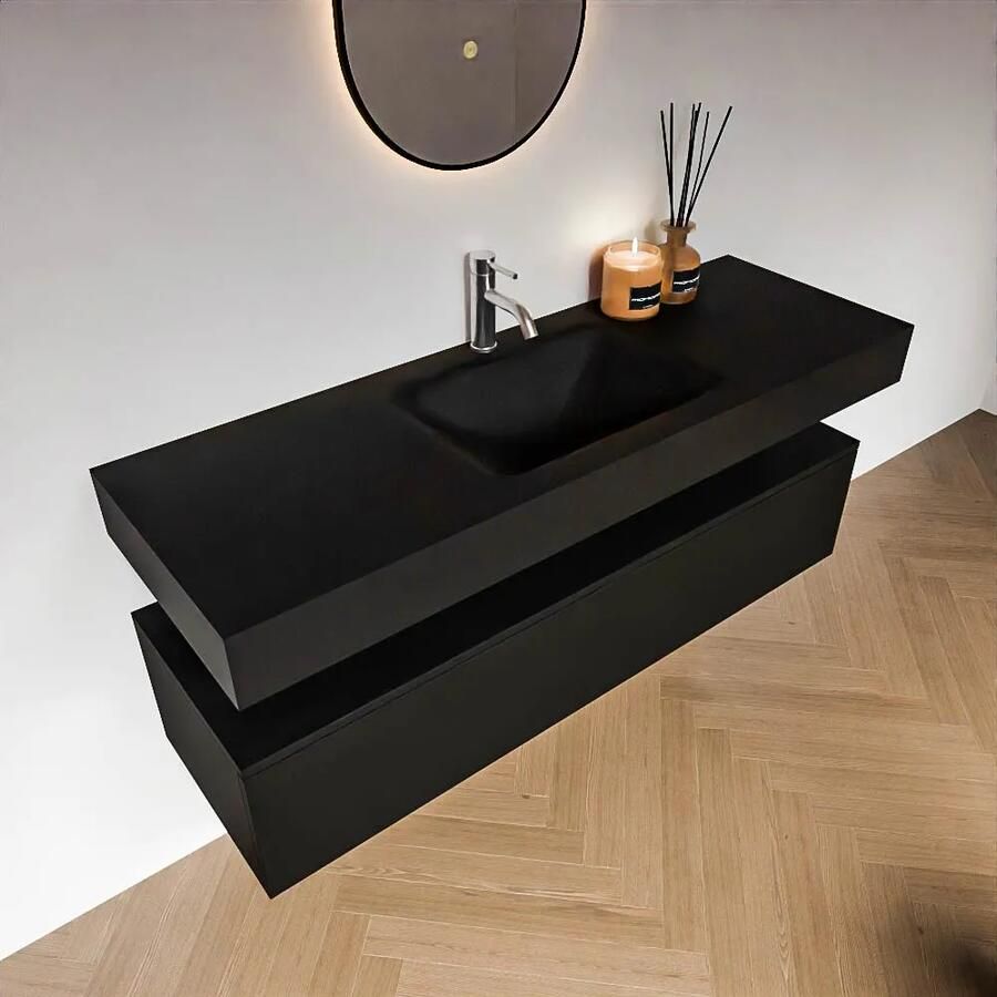 Zaro Alan badmeubel 140cm urban 1 lade met vrijhangende wastafel cloud midden 1 kraangat urban