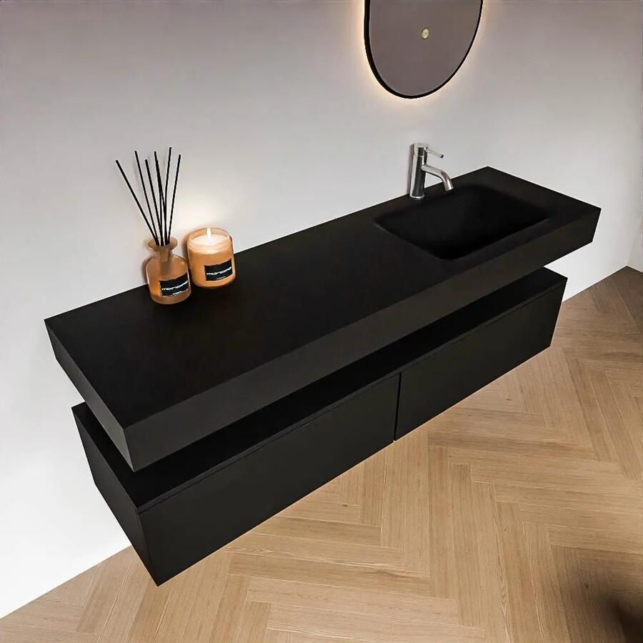 Zaro Alan badmeubel 160cm urban 2 lades met vrijhangende wastafel cloud rechts 1 kraangat urban