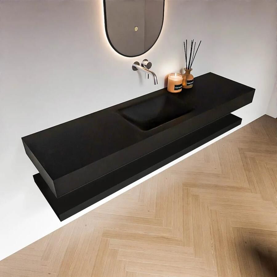 Zaro Alan badmeubel 170cm met planchet urban en vrijhangende wastafel cloud midden zonder kraangat urban