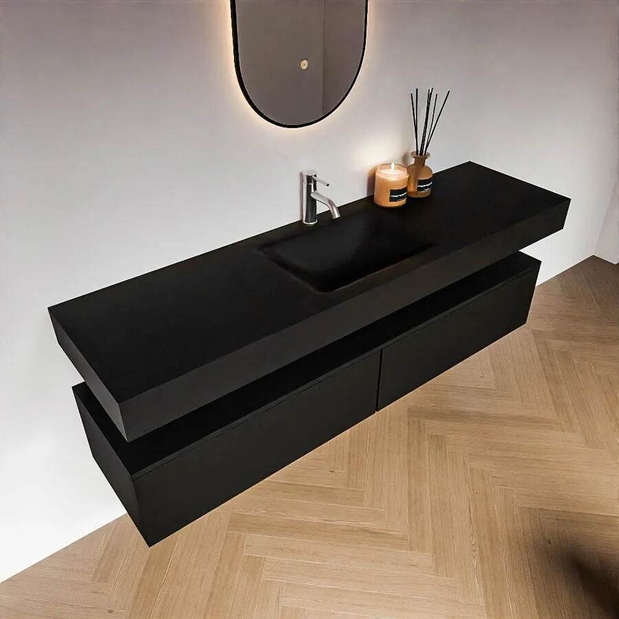 Zaro Alan badmeubel 170cm urban 2 lades met vrijhangende wastafel cloud midden 1 kraangat urban