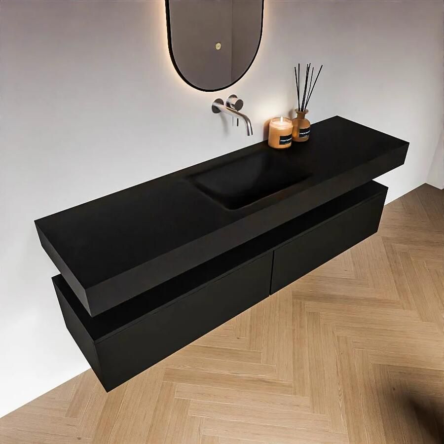 Zaro Alan badmeubel 170cm urban 2 lades met vrijhangende wastafel cloud midden zonder kraangat urban