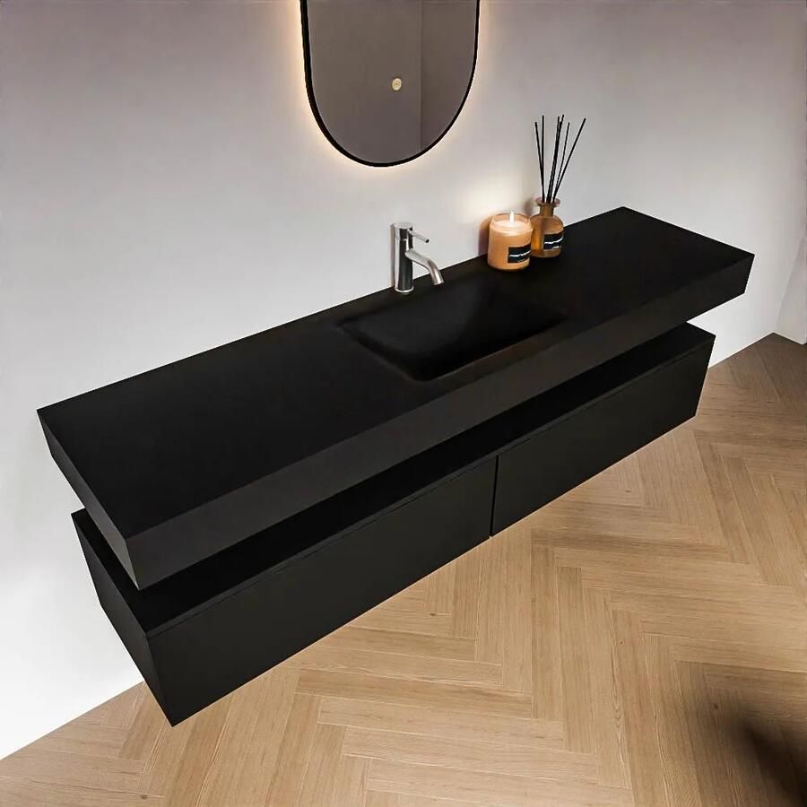 Zaro Alan badmeubel 180cm urban 2 lades met vrijhangende wastafel cloud midden 1 kraangat urban