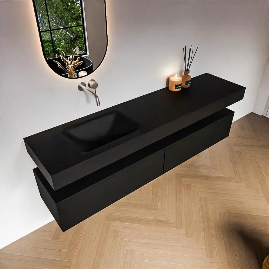 Zaro Alan badmeubel 190cm urban 2 lades met vrijhangende wastafel cloud links zonder kraangat urban