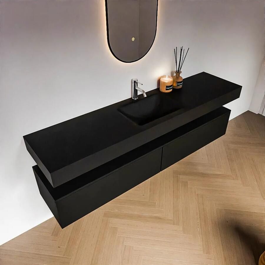 Zaro Alan badmeubel 190cm urban 2 lades met vrijhangende wastafel cloud midden 1 kraangat urban