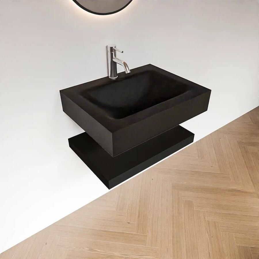 Zaro Alan badmeubel 60cm met planchet urban en vrijhangende wastafel cloud midden 1 kraangat urban