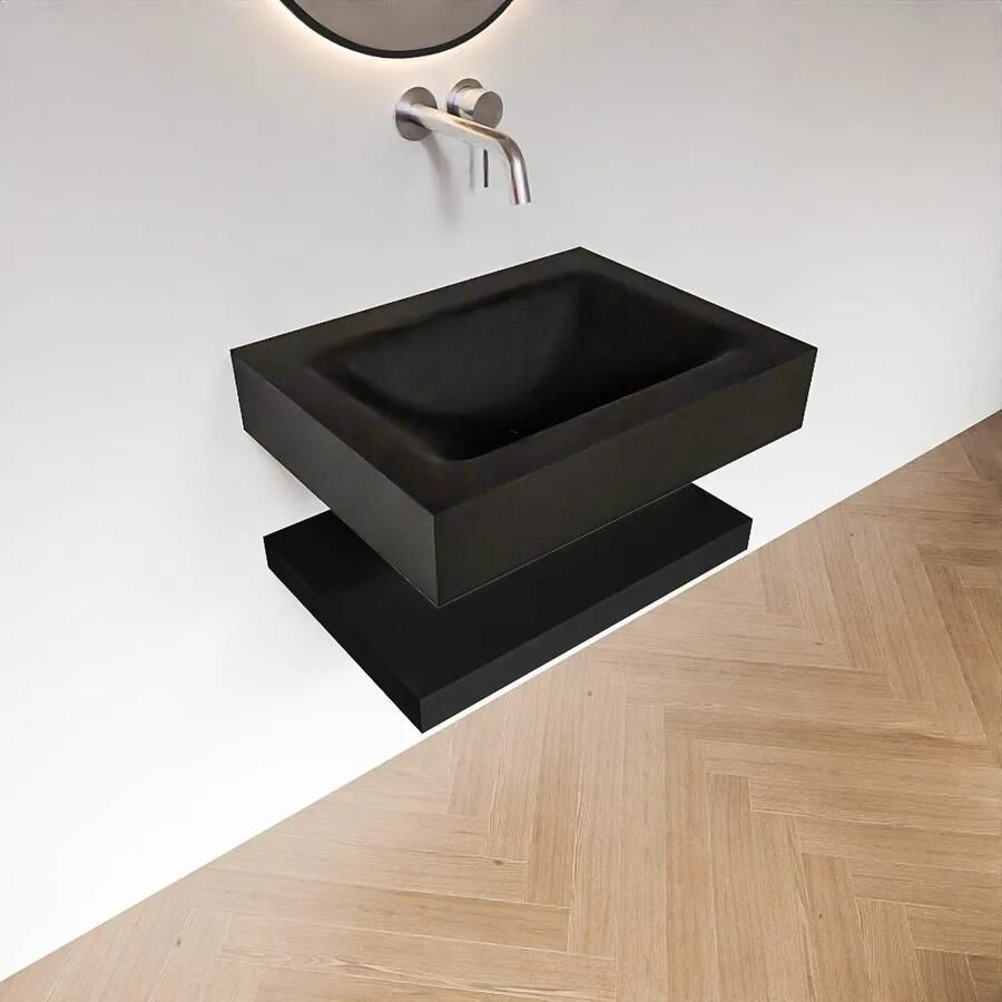 Zaro Alan badmeubel 60cm met planchet urban en vrijhangende wastafel cloud midden zonder kraangat urban