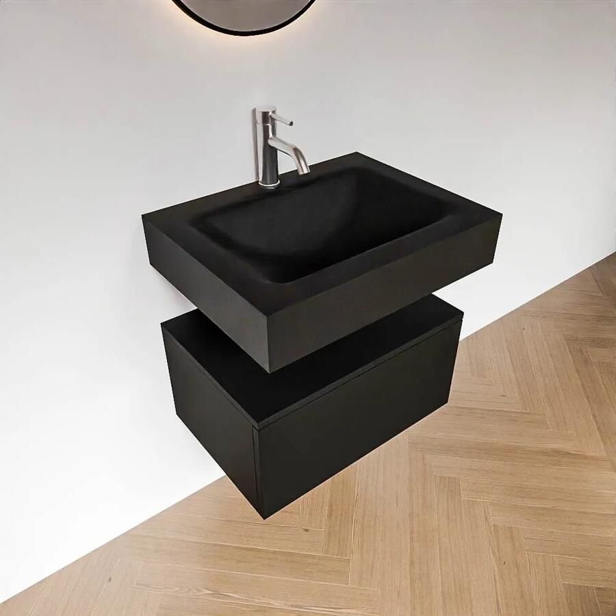 Zaro Alan badmeubel 60cm urban 1 lade met vrijhangende wastafel cloud midden 1 kraangat urban