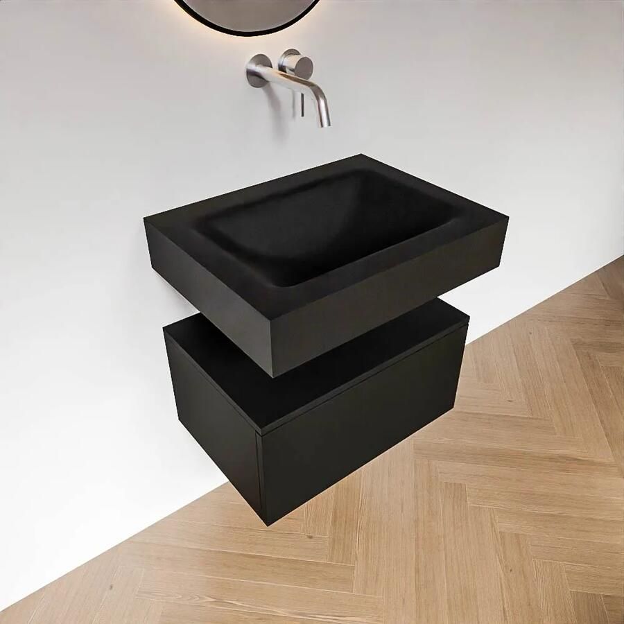 Zaro Alan badmeubel 60cm urban 1 lade met vrijhangende wastafel cloud midden zonder kraangat urban