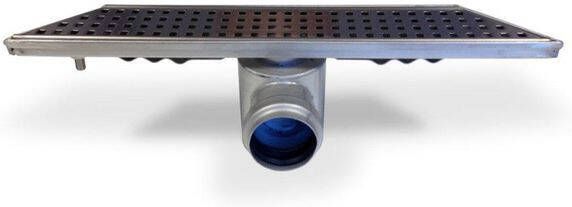 Aco Showerdrain D douchegoot 70x7 cm h=8 cm ss=30 mm zij-uitlaat met square rooster rvs