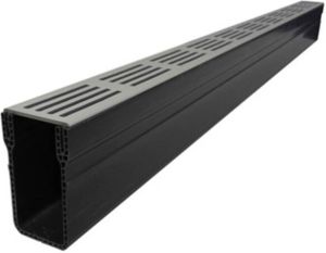 Aco Slimline sleufgoot inclusief designrooster 100cm voor tuinafwatering kunststof zwart 19005