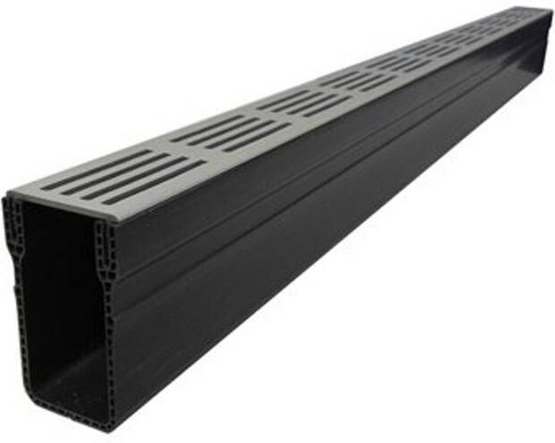 Aco Slimline sleufgoot inclusief designrooster 100cm voor tuinafwatering kunststof zwart 19005