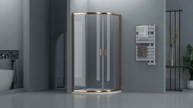 Adema Dawn Douchecabine 90x90x185cm kwartrond goud mat SW1381733