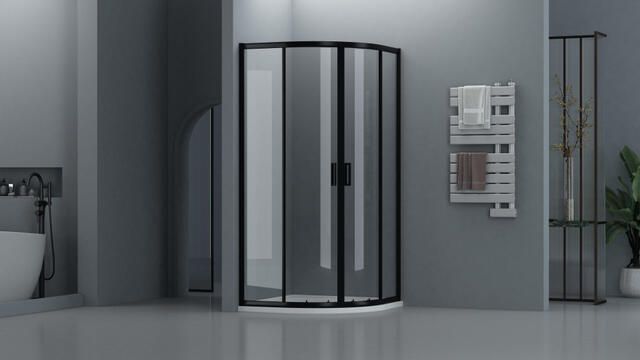 Adema Dawn Douchecabine 80x80x185cm kwartrond zwart mat SW1381730