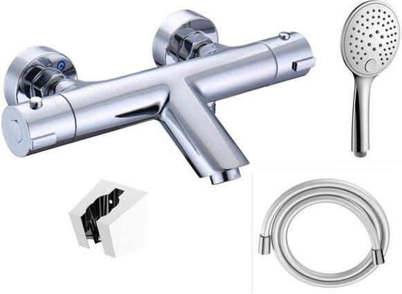 Adema Sparkle 2.0 thermostatische bad- douchekraan handdouche 3 standen met houder inclusief doucheslang chroom SW769624