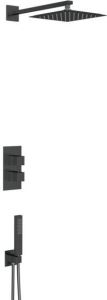 Adema Alcedo inbouw regendoucheset met thermostaat 25x25cm hoofddouche incl. staaf handdouche vierkant zwart mat OUTLET 10081760279